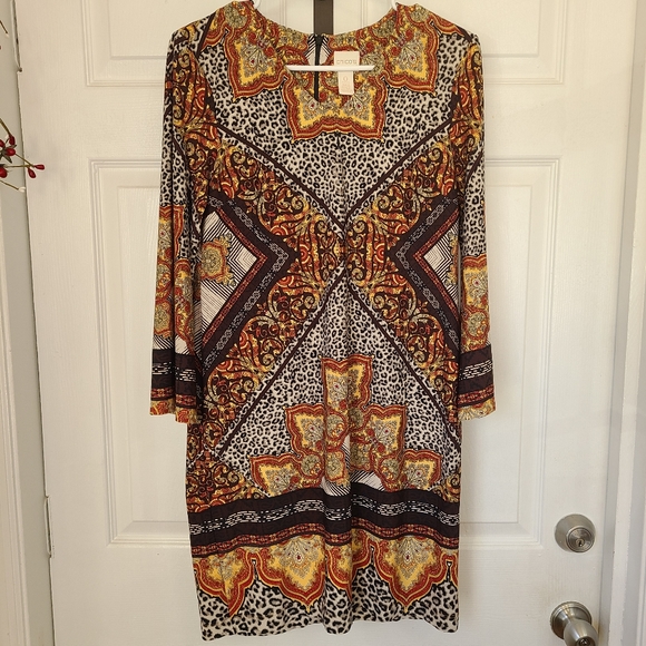 (1440) Chico's Woman's Long Sleeve Dress, Size: 0P Color: African Print - Picture 3 of 14
